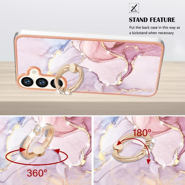 Etui med Ringholder til Samsung Galaxy S24 Plus Rosé Marmor