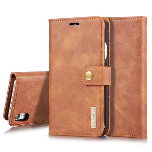 DG.MING 2-in-1 Magnet Plånbok iPhone XR Cognac