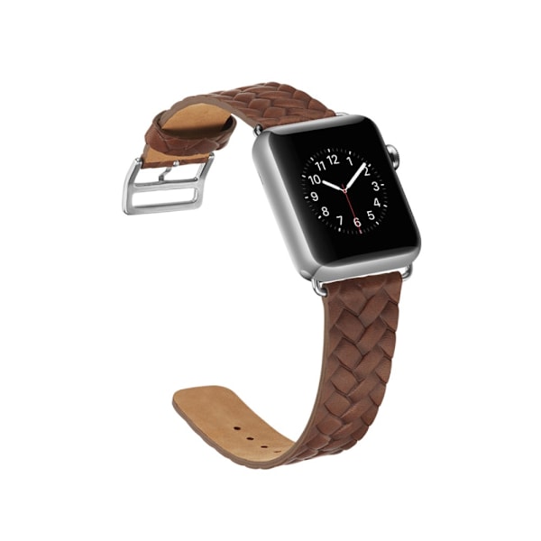 Vävd Läderarmband Apple Watch Series 10 46mm Brun