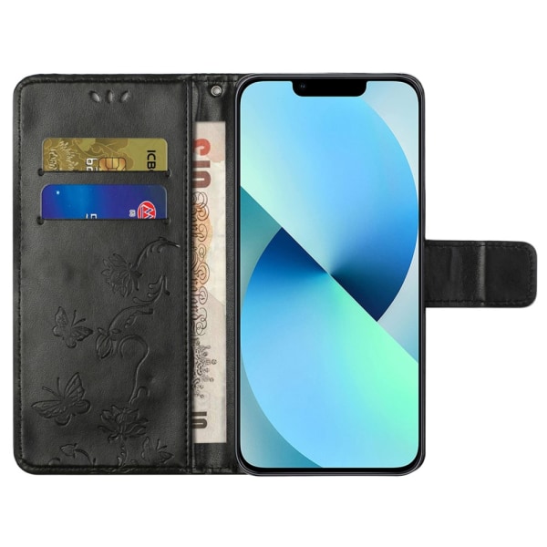 Læderetui Sommerfugle iPhone 15 Pro Max Sort