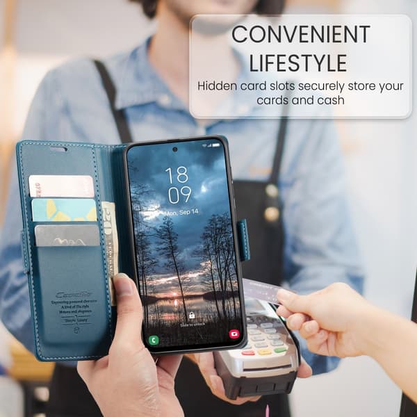 CaseMe Slim Plånboksfodral RFID-skydd Samsung Galaxy S25 Edge Bl