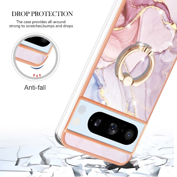 Etui med Ringholder til Google Pixel 8 Pro Rosa Marmor