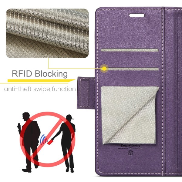 CaseMe Slim Plånboksfodral RFID-skydd iPhone 15 Pro Max Lila
