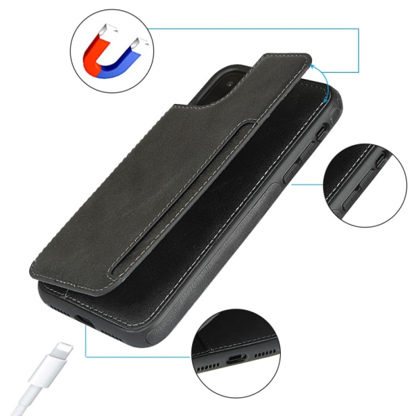 Kotelo piilotetulla lompakolla iPhone 11 Musta