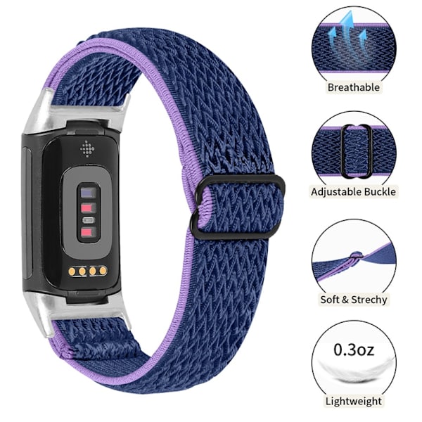 Vävd Nylonarmband Fitbit Charge 5 Lila/Blå