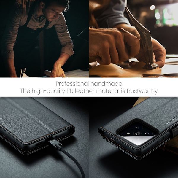 CaseMe Slim Pungetui RFID-beskyttelse Xiaomi 14 Pro Sort