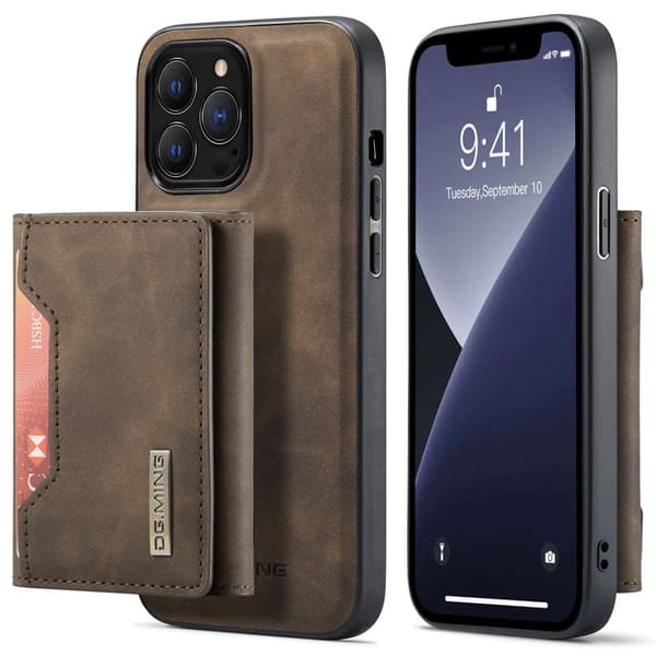 DG.MING 2-i-1 Magnetiskt Skal Med Kortfack iPhone 14 Pro Brun