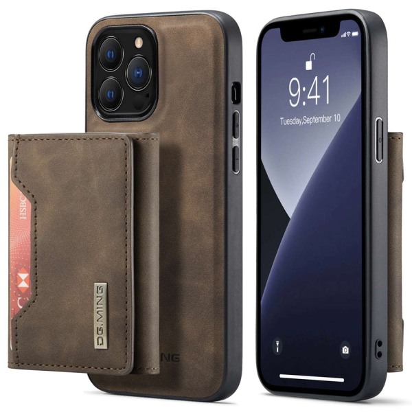 DG.MING 2 in 1 Magnetic Card Slot Case iPhone 14 Pro Brown