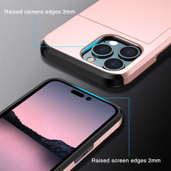 Skal med skjult kortholder til iPhone 14 Pro Roséguld