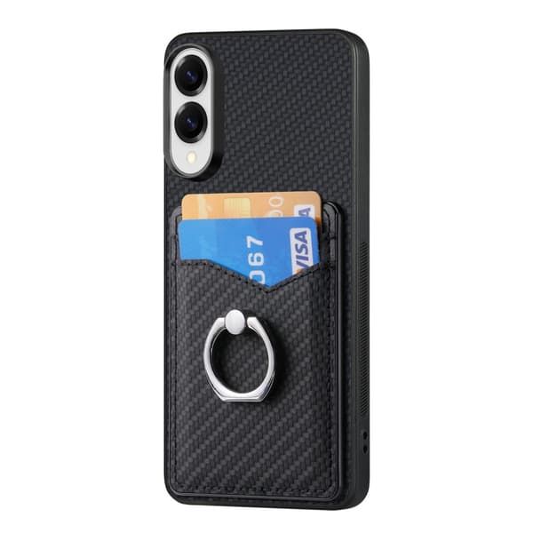 Skal Samsung Galaxy S25 Edge Kortfack + Ring Kolfibertextur