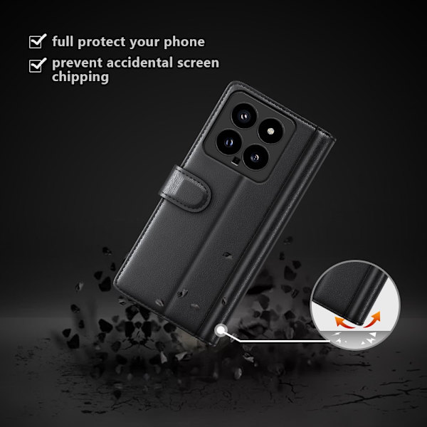 Ægte læderetui Xiaomi 14 Sort