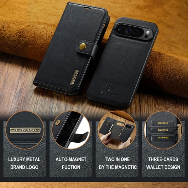 DG.MING 2-i-1 Magnetpung Google Pixel 9 Pro XL Sort