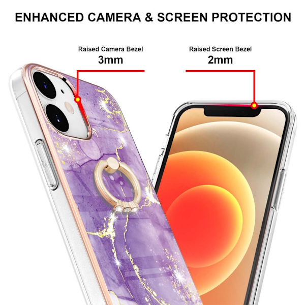 Skal Med Ringhållare Iphone 12 /12 Pro Lila marmor