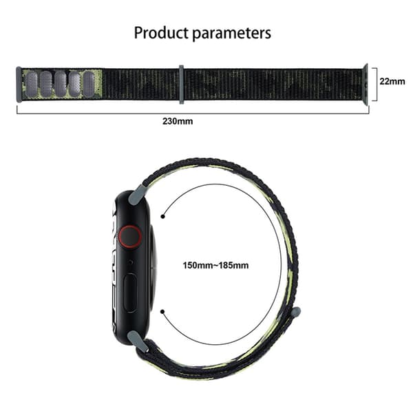 Nylonrem Apple Watch 45mm Series 9 Camouflage Grå