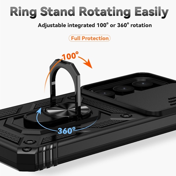 Hybridskal Samsung Galaxy S25 Plus Ring + Kameraskydd Svart
