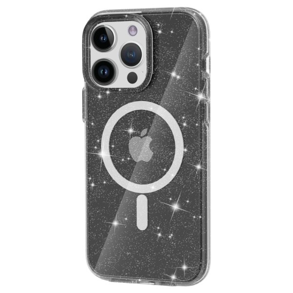 Glitter MagSafe Skal iPhone 15 Pro Transparent Sort