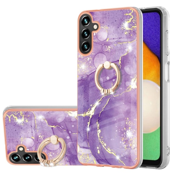 Kotelo Sormustelineellä Samsung Galaxy A34 Purple marmori