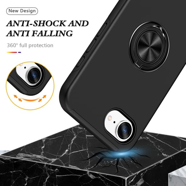 iPhone 16e Skal Med Magnetisk Ringhållare Svart