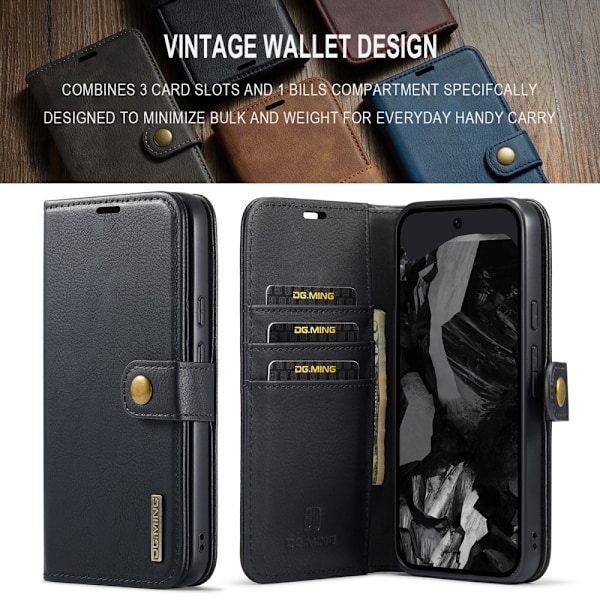 DG.MING 2-in-1 Magnet Wallet Google Pixel 9 Pro XL Black