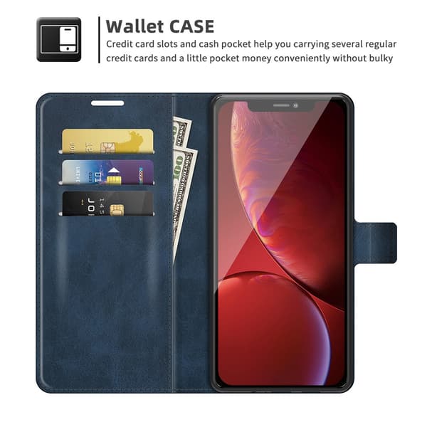 iPhone 13 Pro Max nahkainen lompakkokotelo sininen