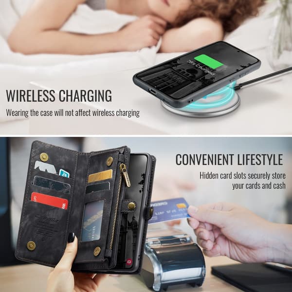 CaseMe Multi-Slot 2 i 1 Plånboksfodral Samsung Galaxy S24 FE Sva