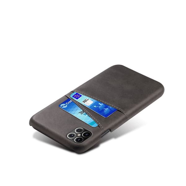 Læderskal med kortholder til iPhone 12 Pro Max Sort