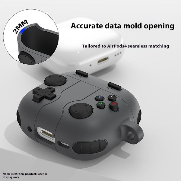 Silikonskal Med Karbinhake Apple AirPods 4 Gamepad Mörkgrå