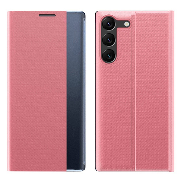 Samsung Galaxy S23 -kotelo näytöllä, vaaleanpunainen