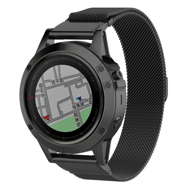 Milanese Loop Armbånd Garmin Fenix 6X Pro Sort