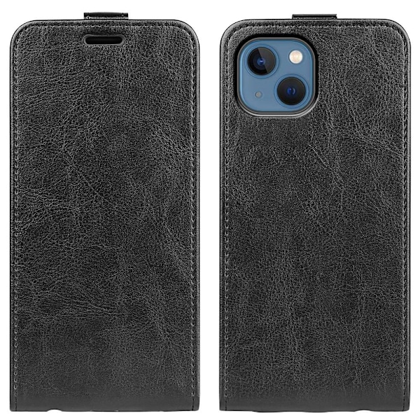 Læder Flip Cover iPhone 14 Sort