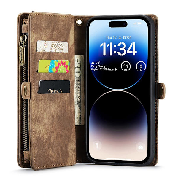 CaseMe Multi-Slot 2 i 1 Plånboksfodral 12/12 Pro Brun