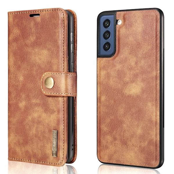 DG.MING 2-in-1 Magnet Plånbok Samsung Galaxy S21 FE Cognac