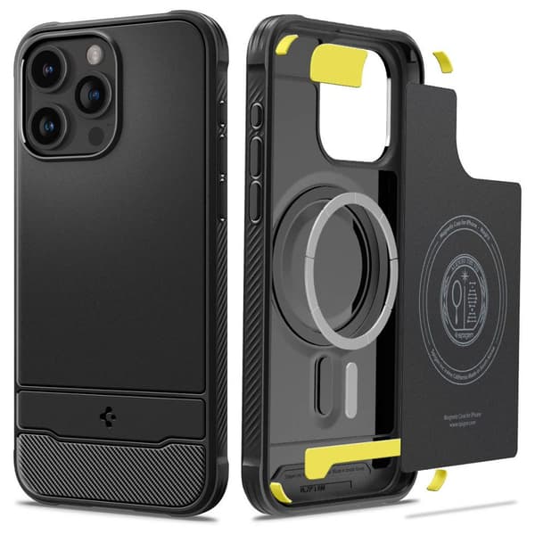 Spigen iPhone 15 Pro Max -kuori Rugged Armor MagSafe Black