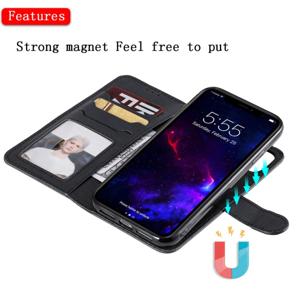 Magnetisk læderpung iPhone 11 Sort