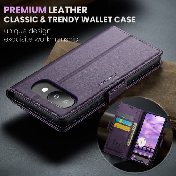 CaseMe Slim Plånboksfodral RFID-skydd Google Pixel 9a Lila