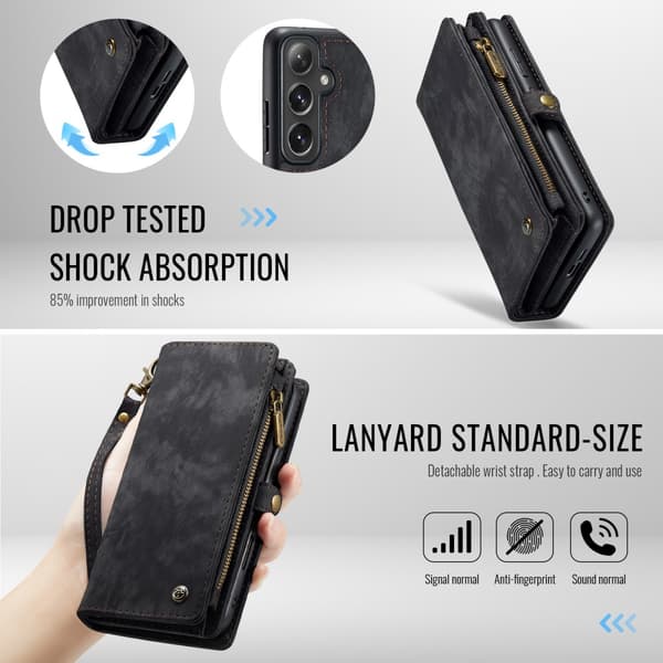 CaseMe Multi-Slot 2 i 1 Plånboksfodral Samsung Galaxy S24 FE Sva