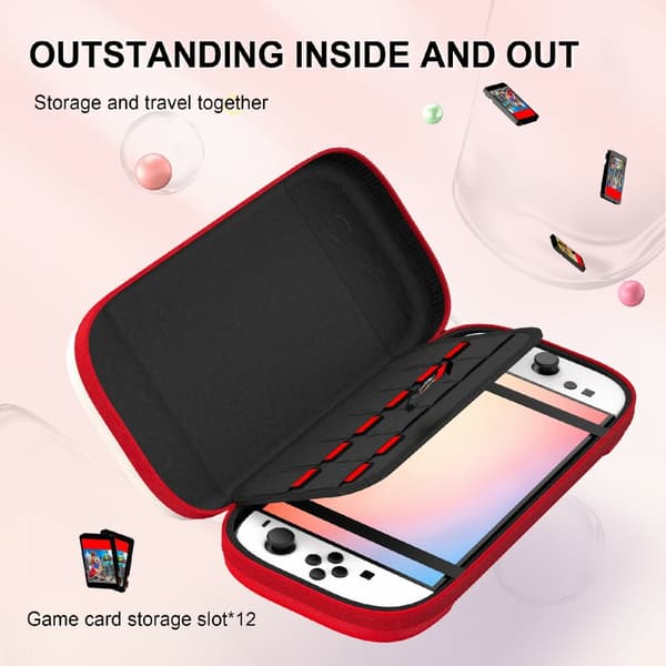 Kompakt Opbevaringstaske Nintendo Switch 2 Beige/Rød