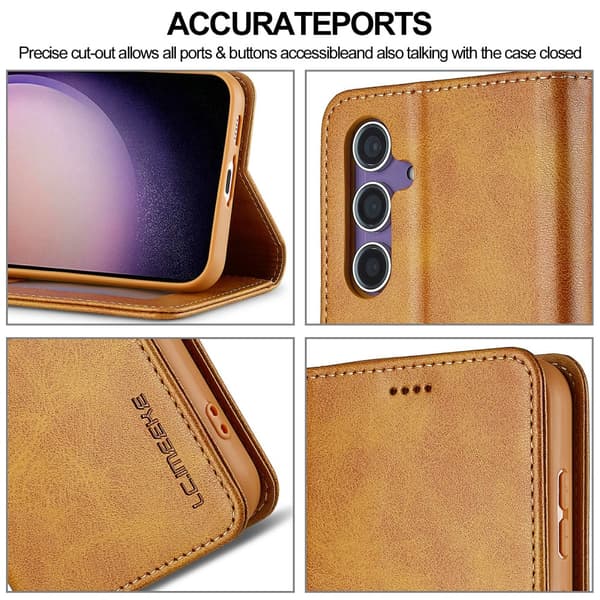 LC.IMEEKE Lompakkokotelo Samsung Galaxy S25 Plus Cognac