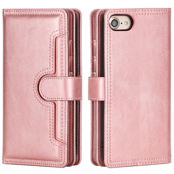 Plånboksfodral Läder Multi-Slot iPhone 7/8/SE Rose Guld