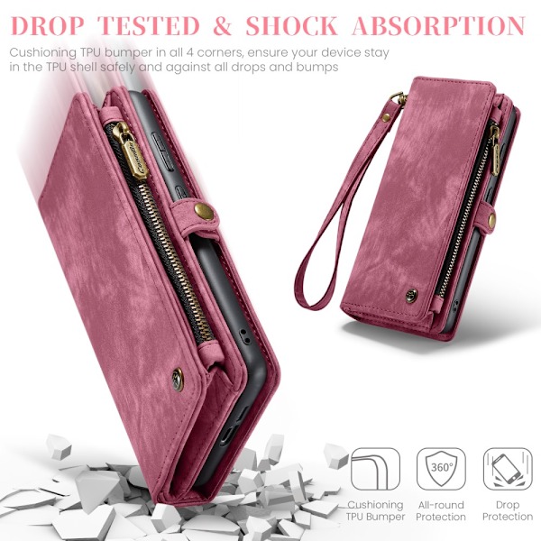CaseMe Multi-Slot 2-in-1 Lompakko Kotelo Galaxy S25 Plus Punainen