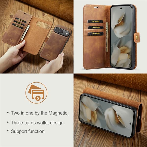 DG.MING 2-in-1 Magnet Wallet Google Pixel 10 Cognac