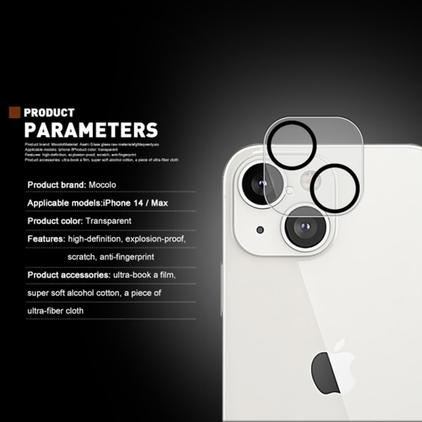 Mocolo Full Cover Kamerabeskyttelse iPhone 14 Hærdet glas