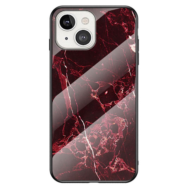 Hærdet glas iPhone 14 Rød Marmor