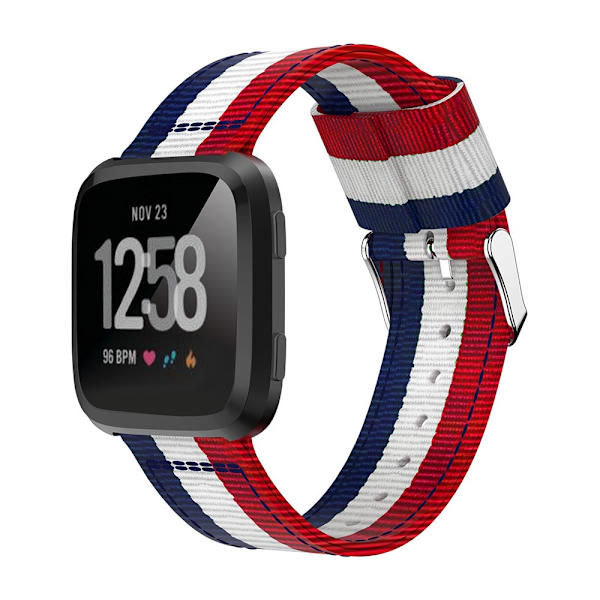 Nylonarmband Fitbit Versa/Versa 2 Blå/Vit/Röd