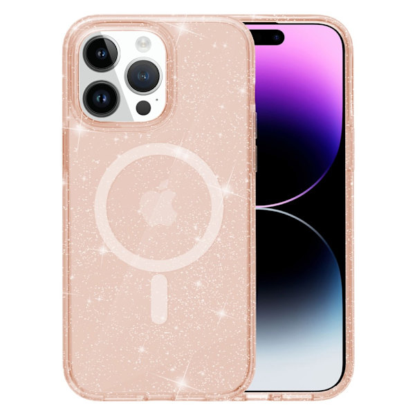 Glitter MagSafe Cover iPhone 15 Pro Transparent Guld