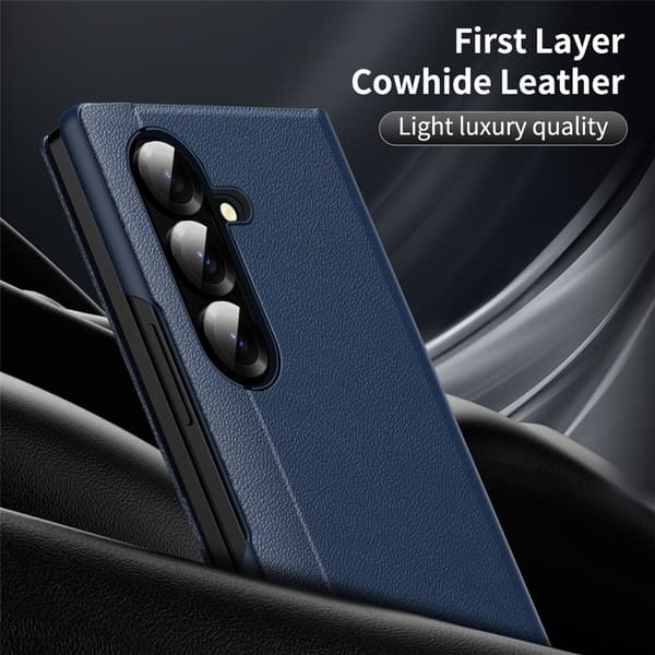 Läderfodral Smart View Samsung Galaxy Z Fold 7 Blå
