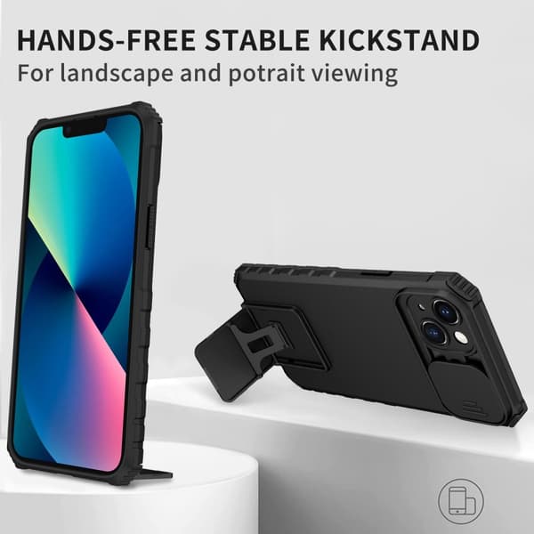 Kickstand-kuori iPhone 14 Plus - Kameransuojaus - Musta