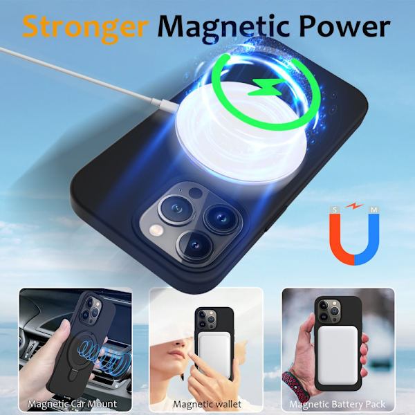 Silikoni Kickstand MagSafe iPhone 16 Pro Musta