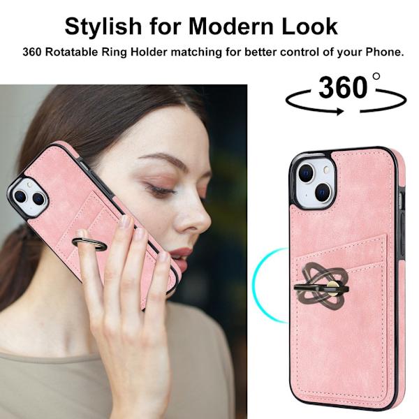 iPhone 14 Plus Kortfack Skal Ring Rosa
