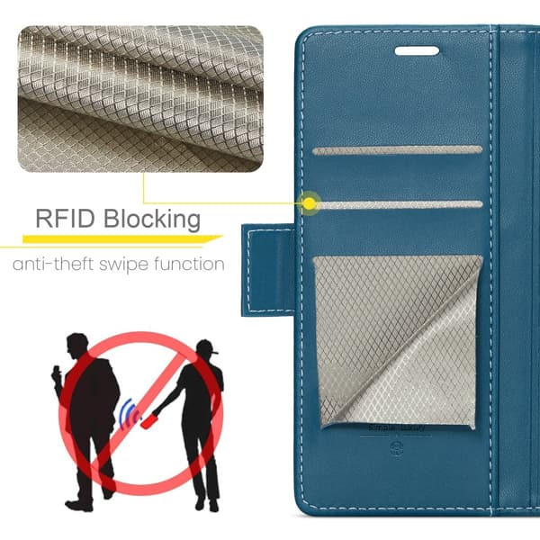 CaseMe Slim Plånboksfodral RFID-skydd iPhone 16e Blå